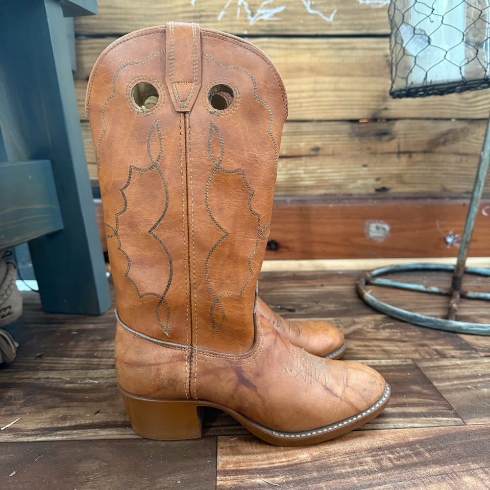 Acme Vintage Tan Leather Pull On Western Boots